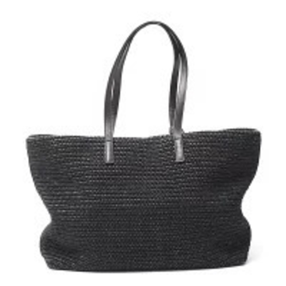 Saint Laurent fringe bag raffia black tote Black